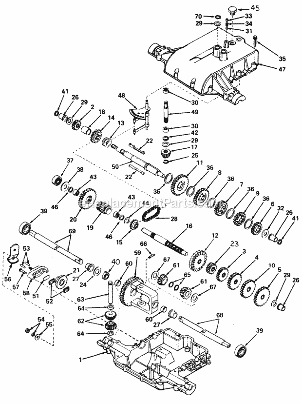 Transaxle-Gear Drive-Sn 70001 & Up Diagram and Parts List for 182 134-182-399, 133-182-399, 0350030U, 132-182-3 Cub Cadet Lawn Mower